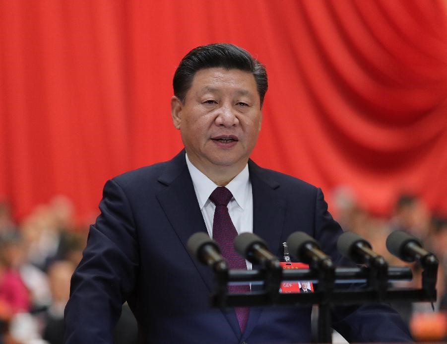10月18日，習(xí)近平在中國共產(chǎn)黨第十九次全國代表大會上作報(bào)告。